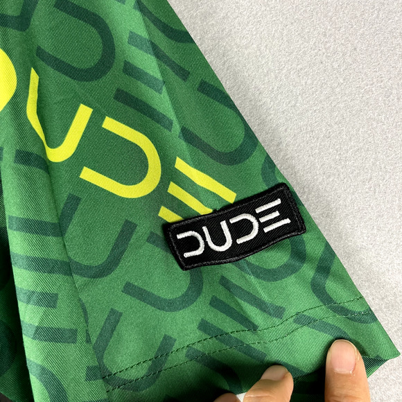 Waggle Dude Golf Polo Shirt Mens Medium Green Short Sleeve Allover Print - Picture 4 of 12